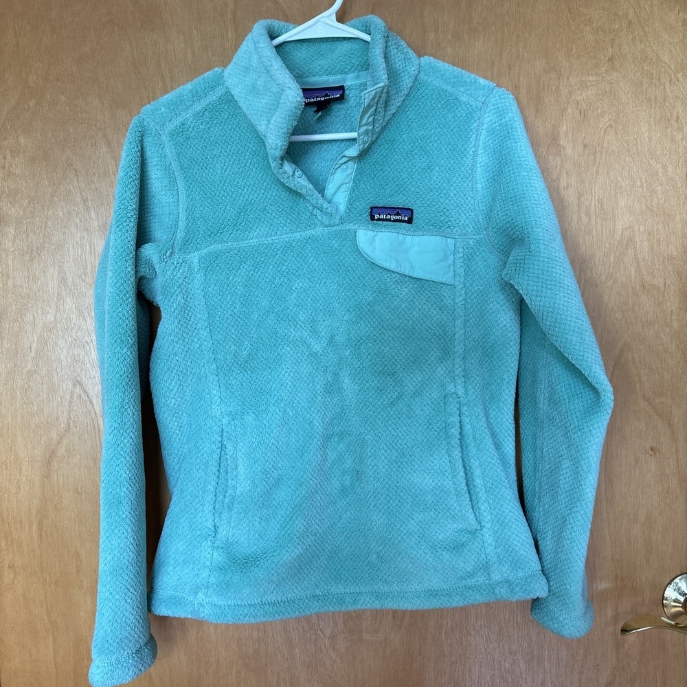Patagonia Fleece‎ Pullover Jacket Ladies Small Green Sweatshirt